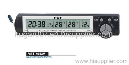 LCD car clock with voltage and temperature display VST-7043V