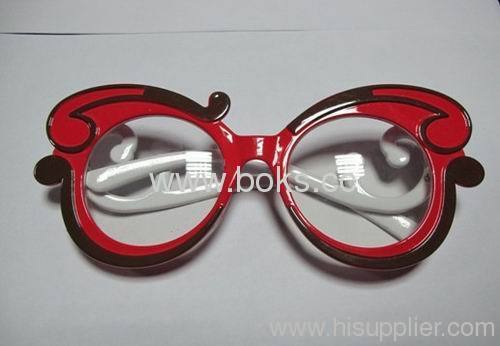 red frame plastic party glasses