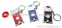 LED keychain light with coin holder,mini flashlight with plastic specie