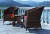 Round wicker furniture coffee table and leisure chairs