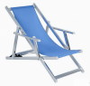 blue plastic folding beach chair