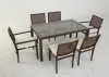 Outdoor rattan garden PE wicker furniture dining table and chair 6seater