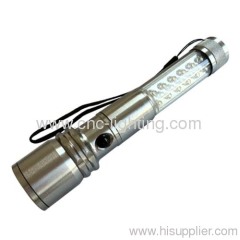 1W CREE frontal+17LEDs lateral aluminium rechargeable LED flashlight