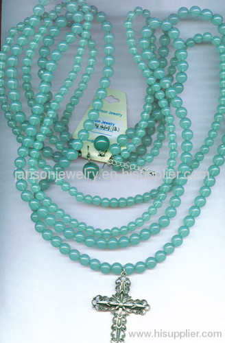 turquoise beads cross necklace