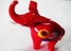 Red Elephant Ornament , Handmade Glass Animals For Wedding Decoration