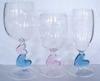 Hand Blown Glass Beer Goblets , Folk Art Glassware With Heart Handle