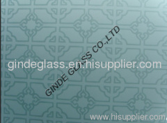 figure acid etched glass emusification glass/ anitque flower