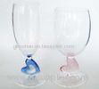 Art Hand Blown Glass Goblets Wine For Party Pyrex Glassware , Heart Handle