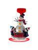 Pyrex Red Hand Blown Glass Candle Holders , Painted Snowman Candlesticks