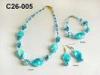 Irregular Pyrex Glass Bead Necklaces Bracelet And Earring Sets For Wedding