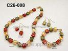 Glass Necklaces bracelet Earring jewelry Set , Zinc Alloy Plated