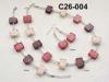 Lampwork Pink Glass Necklaces Bracelet Earring Sets With gold foil