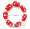Red Lampwork Glass Beads Bracelet , Zinc Alloy Plated handcrafted beaded jewellery