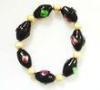 Art lampwork Glass Bead Bracelet elastic With silver tinsel for women