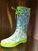 Green Half Rubber Womens Rain Boot With Lace Up Slip Resistent