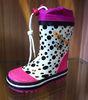 Black And Purple Children Rubber Printed Rain Boots With Cute Dots
