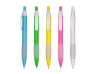 Promotional ballpen with colorful barrel and soft grip