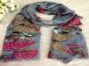 Butterfly Pink Gray Ladies Rayon / Voile Scarves 202 * 96cm
