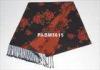 Comfortable Black Luxury Woven Silk ScarfPrinting Orange Flower