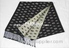 30 * 165cm Black Pattern Long Mens Woven Silk Scarf For Autumn