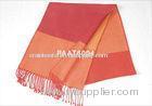 Ladies Woven Silk Striped Scarf Red And Orange Mix Color