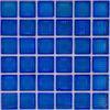 Blue 8mm Square Glass Mosaic Tiles , Washable Glass Bathroom Wall Tile