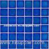 Blue 8mm Square Glass Mosaic Tiles , Washable Glass Bathroom Wall Tile