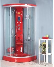 red glass wall shower rooms