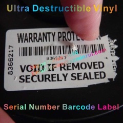 Custom security asset tracing sticker,barcode tamper evident labels