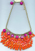 layered faux stone fringe necklace