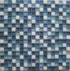 Square Blue Marble Max Stone Glass Mosaic Tile For Kitchen Wall 23x23mm