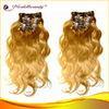 Blond Shiny 18 Inch 100 Human Hair Clip In Hair Extensions Bodywave