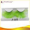 Green Strip Feather Natural False Eyelashes 100% Handmade For Women F49