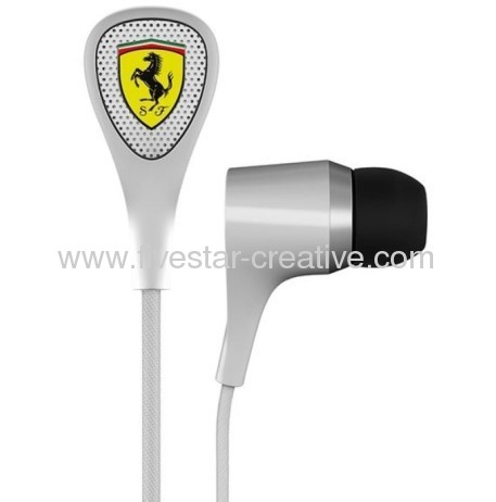 Ferrari by Logic3 Scuderia S100 White In-Ear Headphones with Inline Microphone for Smart Phones