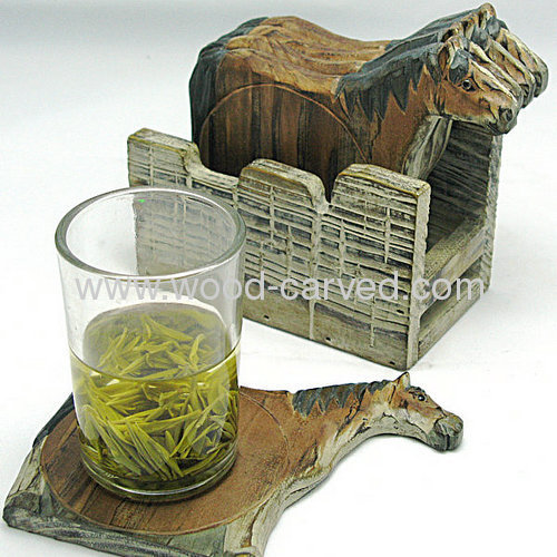 Wooden Carved horse shaped Coast Set