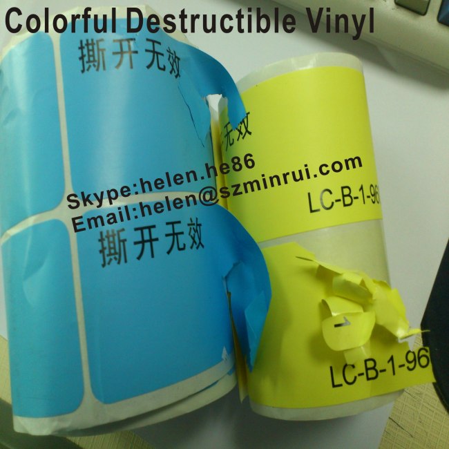 Custom Warranty Invalid If Damaged Stickers,High Security Destructible Label Adhesive Side Color Is Same As The Printing Side