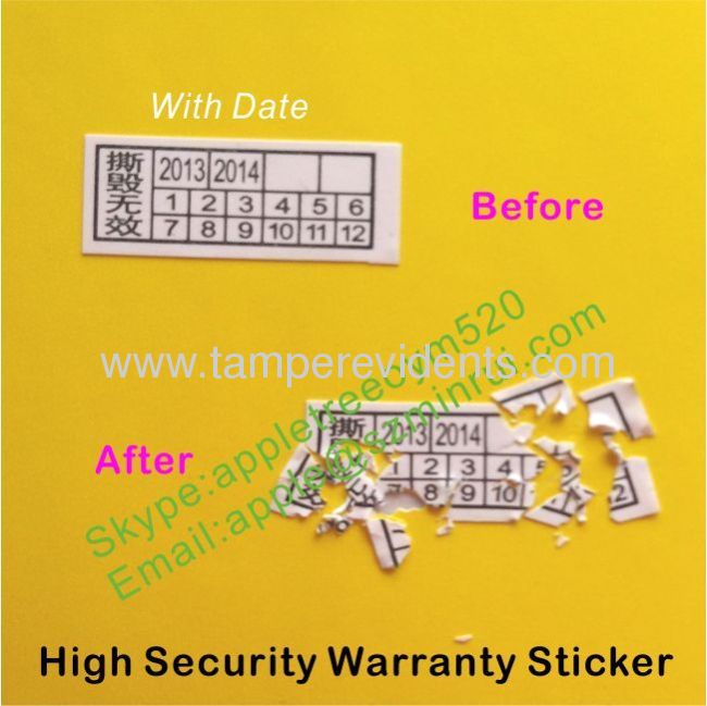 Tamper Evident Phone Warranty Stickers,Custom Printed Logo and Warranty Date Label,Destructible Warranty Void Sticker