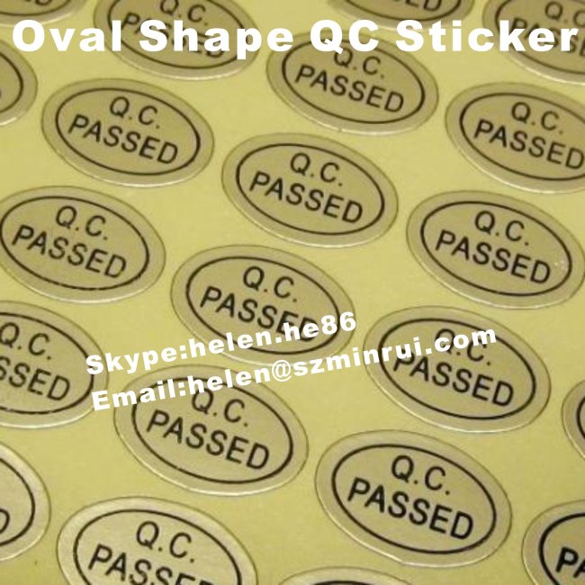 Custom Round And Oval Shape QC Passed Stickers,Self Adhesive Labels For Products Quality Control