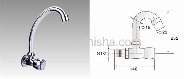 Horizontal Brass Ceramic Sheet Chrome plated Kitchen Faucet with Polish