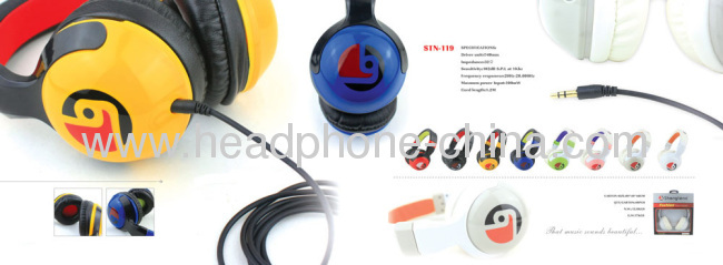 2013 New Design Wired Mixed Colors Strong Bass Over Ear Headphone STN-119