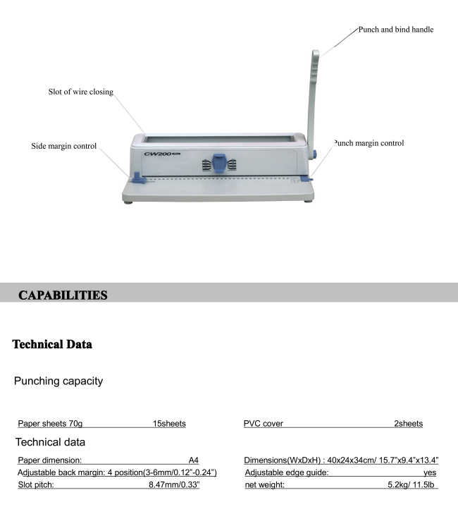 Desk Top Manual Wire Binding Machine