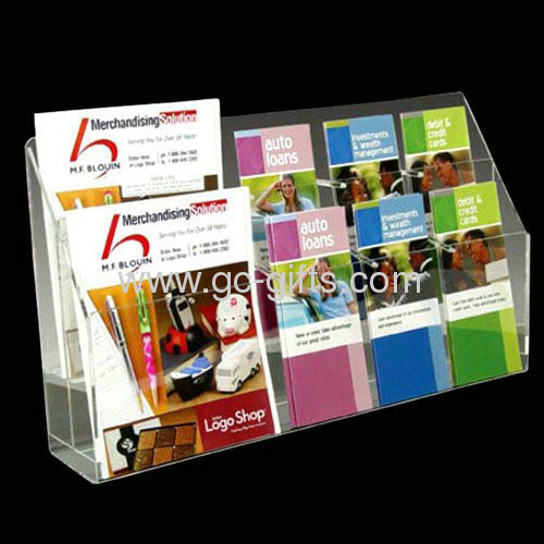 Stylish transparent slant-back brochure holder