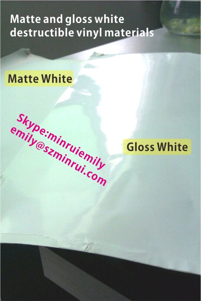 Glossy White Ultra Destructible Vinyl Materials,Destructive Label Materials with Gloss White Surface
