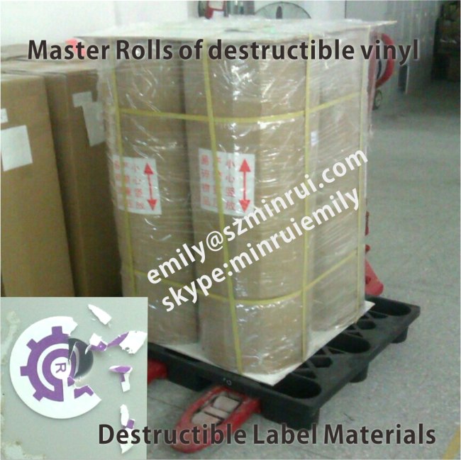 Glossy White Ultra Destructible Vinyl Materials,Destructive Label Materials with Gloss White Surface