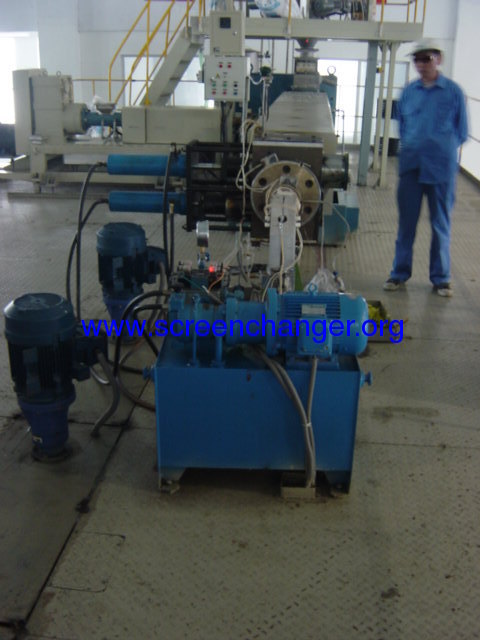 hydraulic double piston screen changer for PETstrap extrusion plant