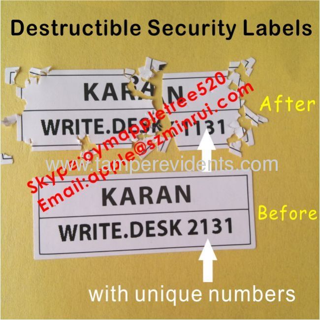White Breakable Vinyl Paper Stickers,Tamper Proof Eggshell Labels,Custom Label Sticker Do Not Tamper