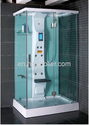 shower room with swing door