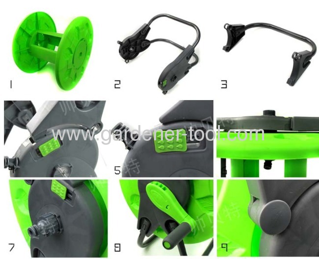 Plastic Folded Water Hose Reel With Capacity 45M 13MM PVC Reinforcement Hose