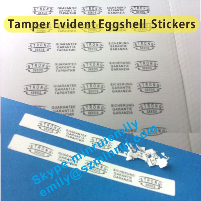 Security Self Destructive Vinyl Strip Seal Labels,Eggshell Asset Seal Labels,Printed Frangible Paper Security Labels