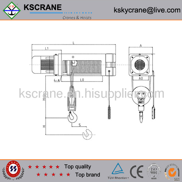 foot mounted hoist for 1t